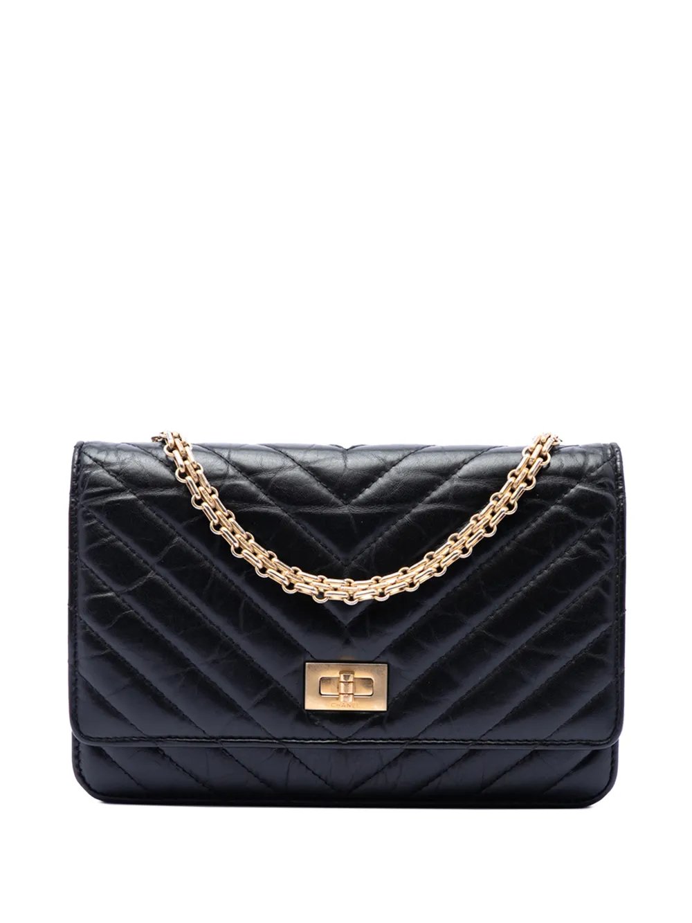 2018-2019 Reissue 2.55 Chevron Aged Calfskin Wallet on Chain shoulder bag