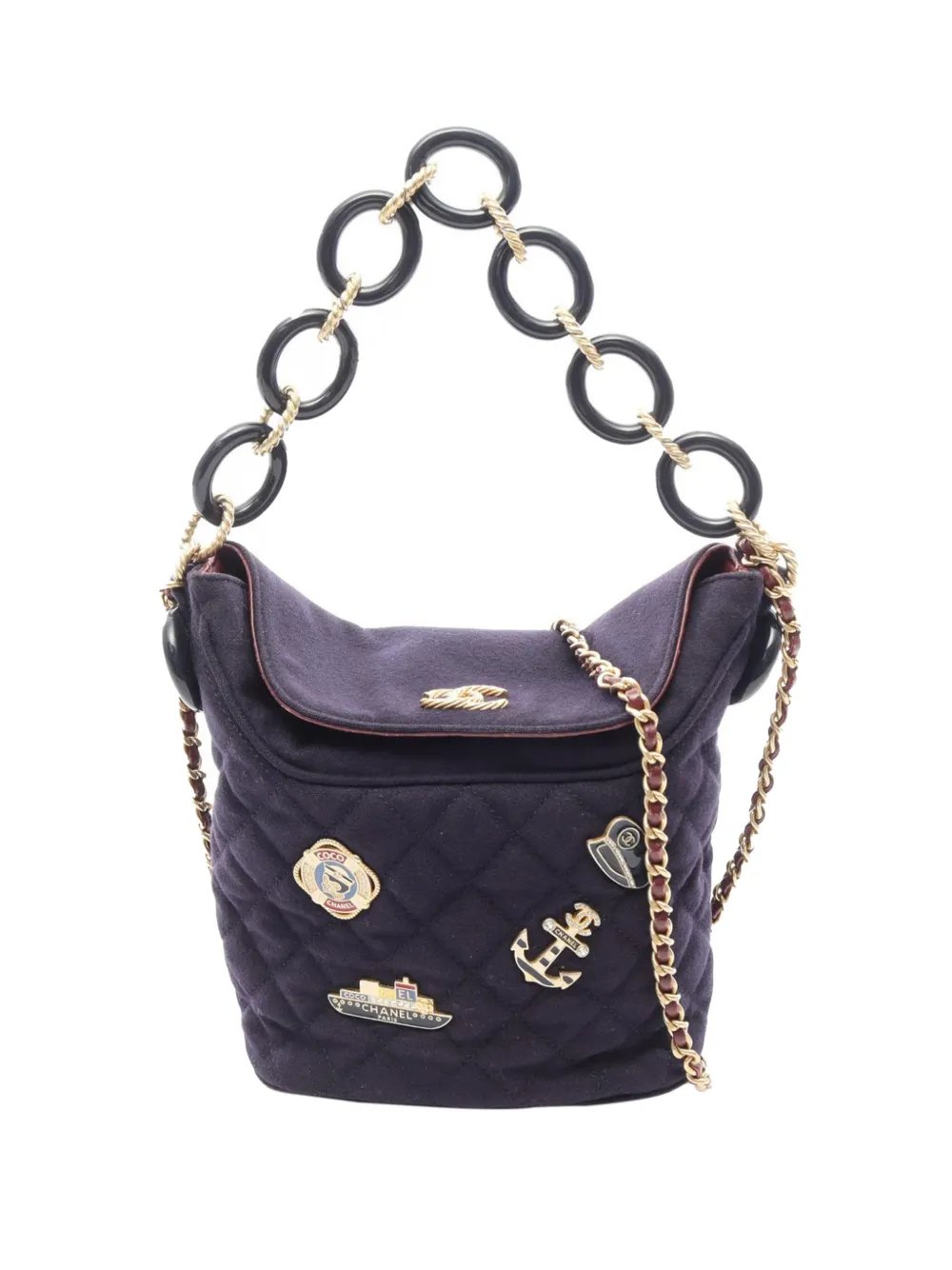 2018-2019 Paris Hamburg Quilted Wool Coco Sailor Charms bucket bag