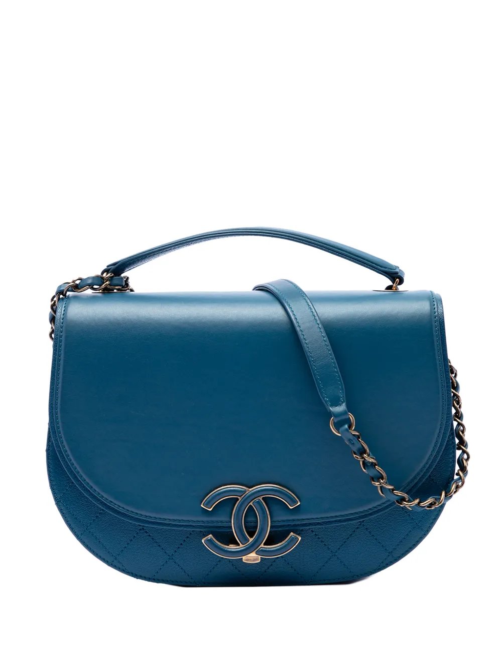 2017-2018 Medium Shiny Calfskin and Quilted Goatskin Coco Curve Flap satchel