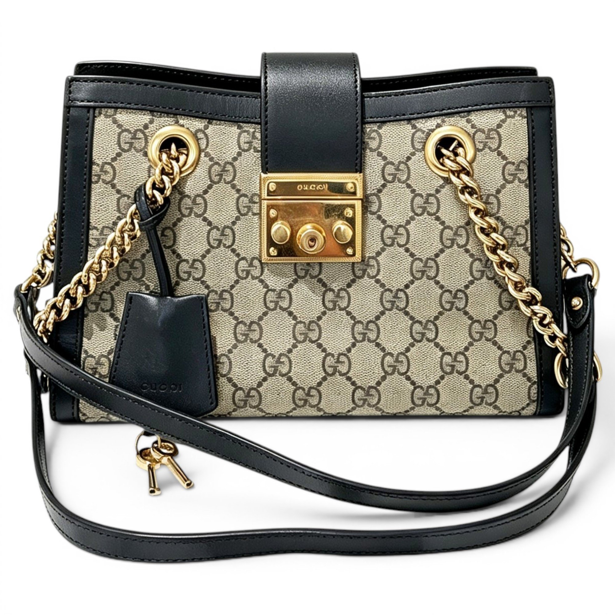 Padlock leather handbag