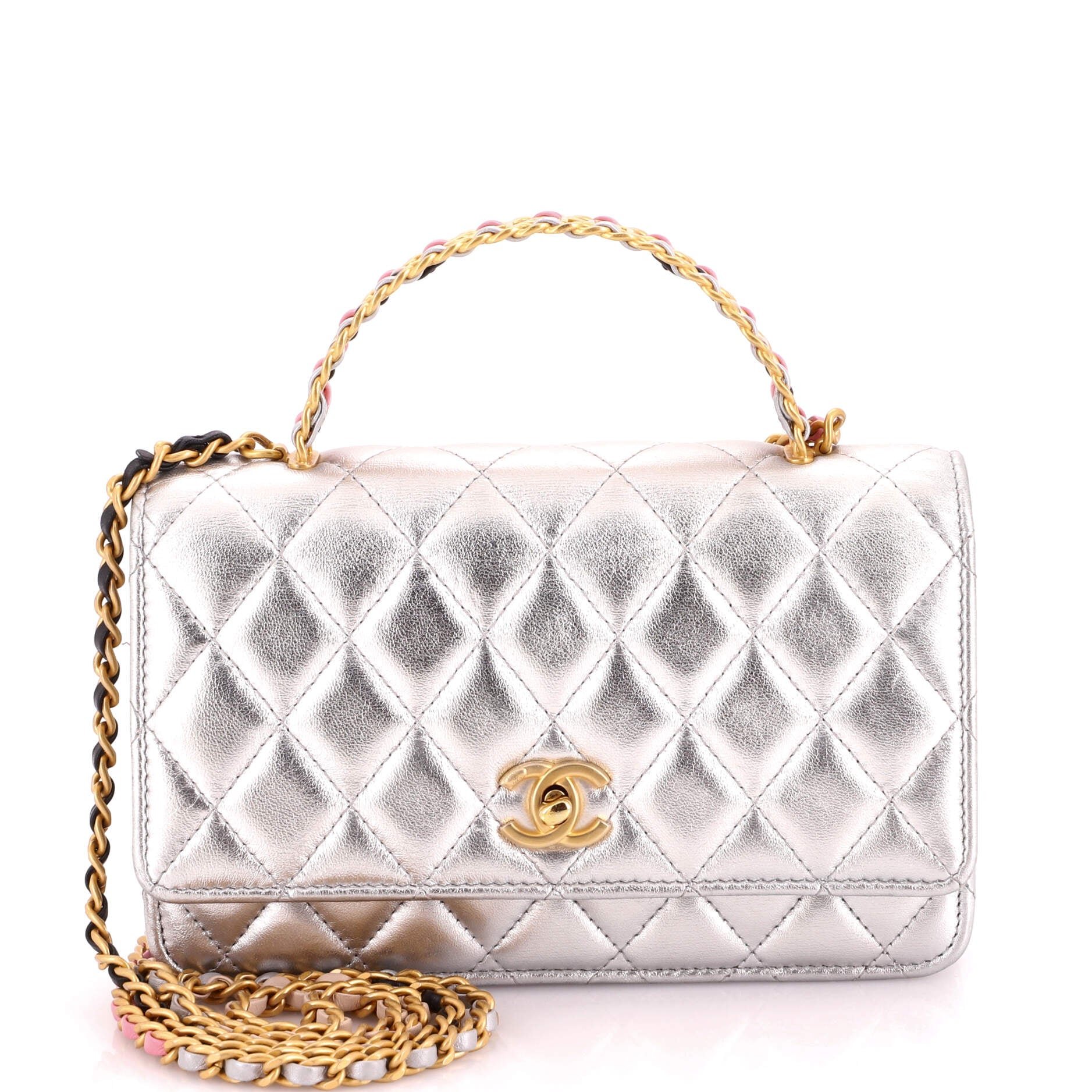 Pick Me Up Logo Handle Wallet on Chain Quilted Lambskin