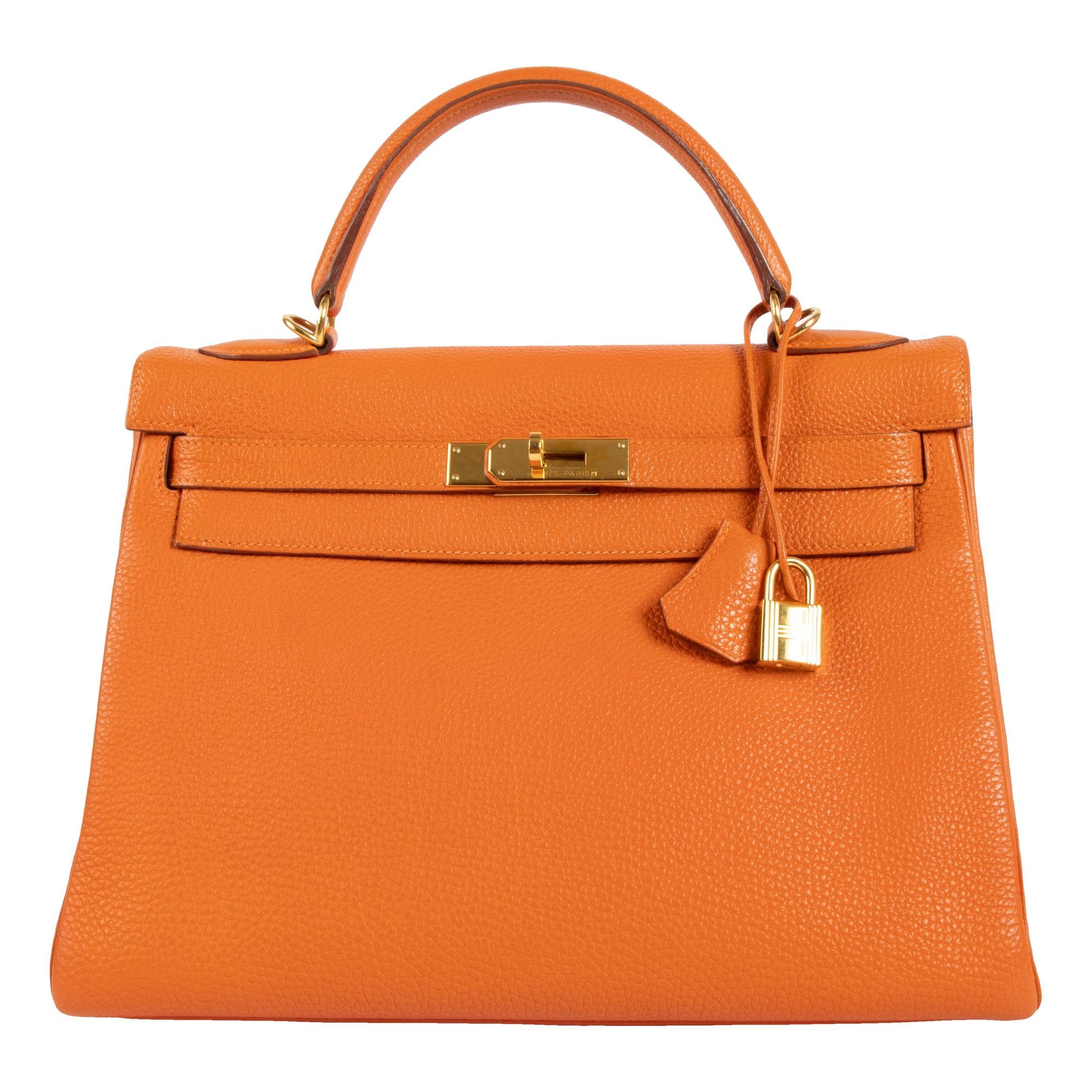 Hermes Kelly 32 Handbag Orange Togo Leather 2001