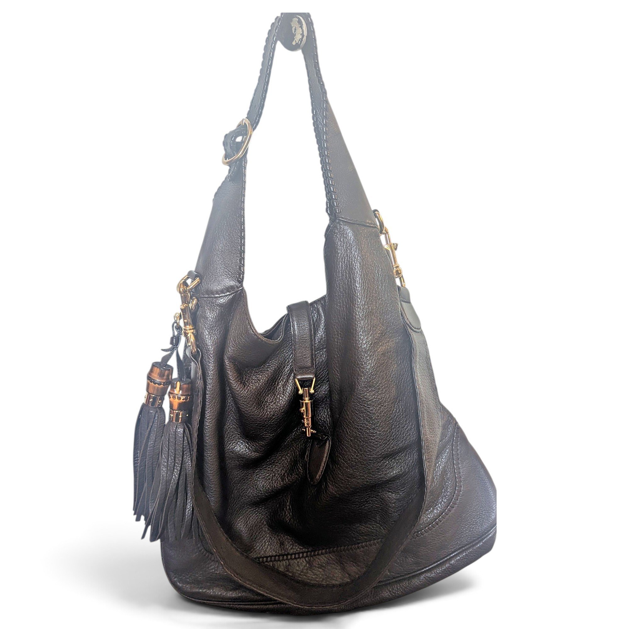 Bamboo Top Handle leather handbag