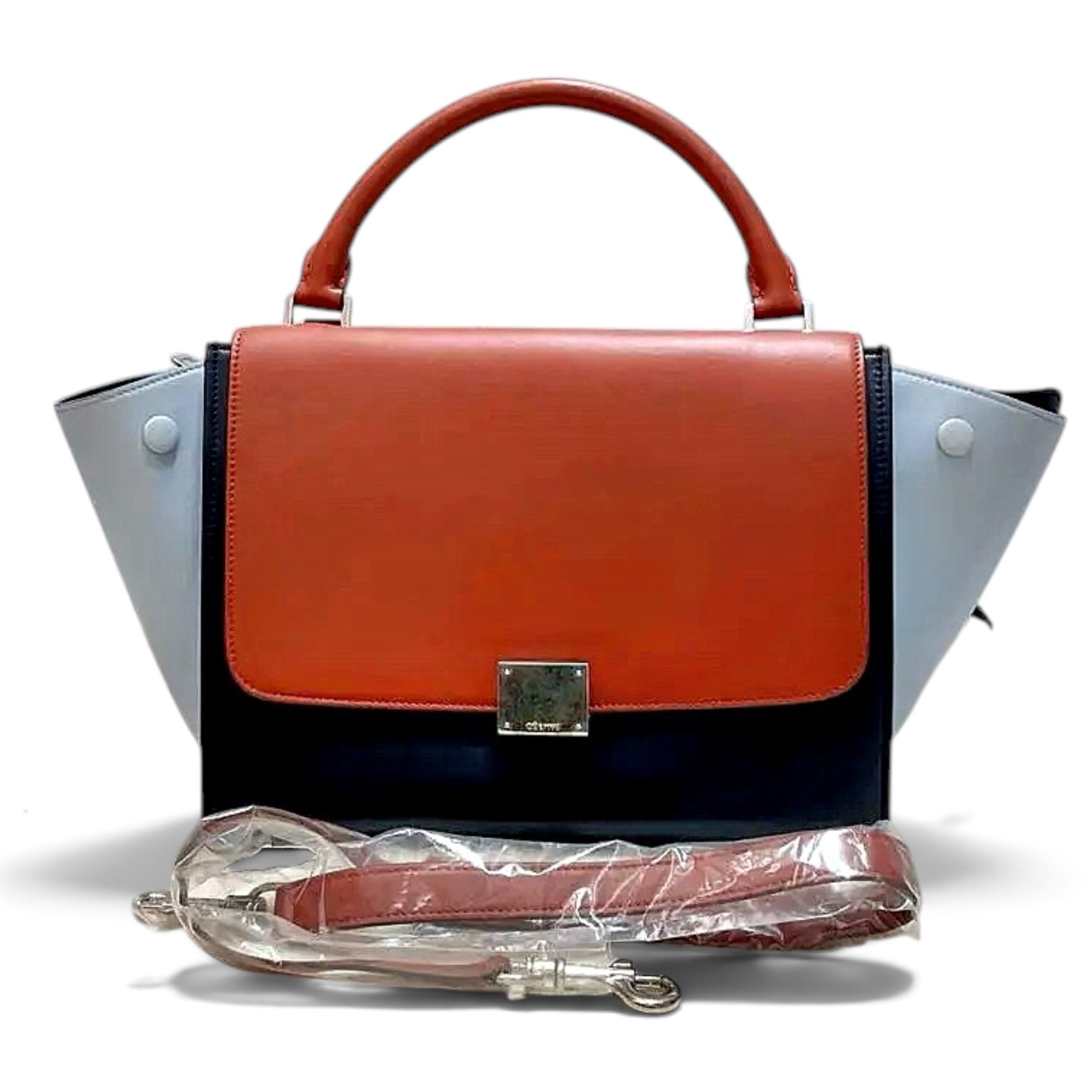 Trapèze leather handbag