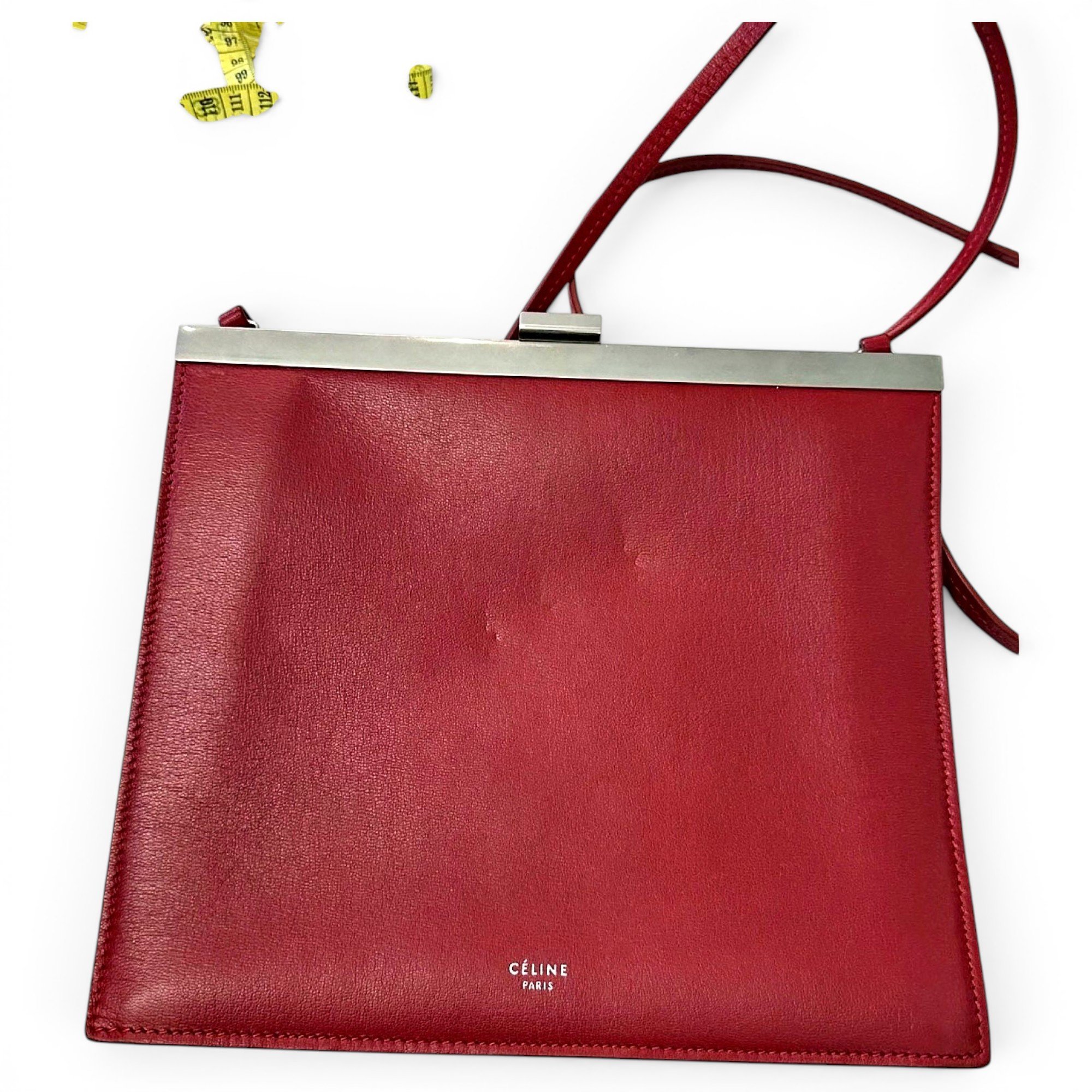 Clasp leather handbag