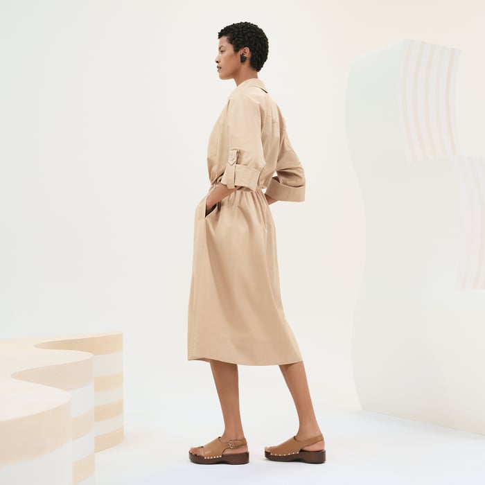 Beige Kraft Shirt Dress