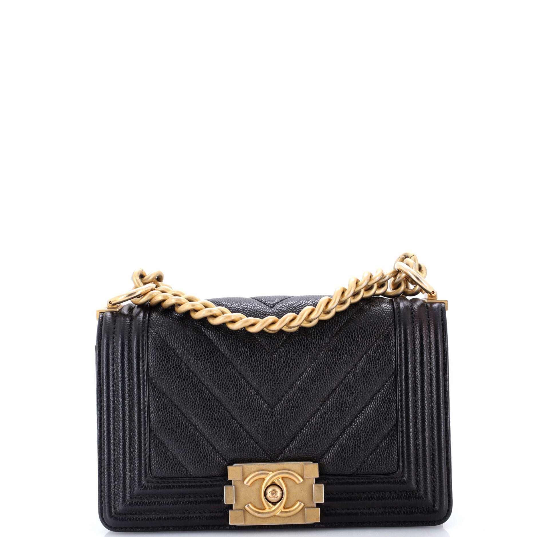 Boy Flap Bag Chevron Caviar Small
