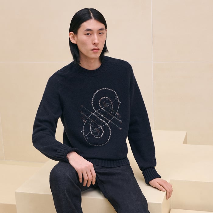Marine Cashmere "Fouets & Badines" Crewneck Sweater
