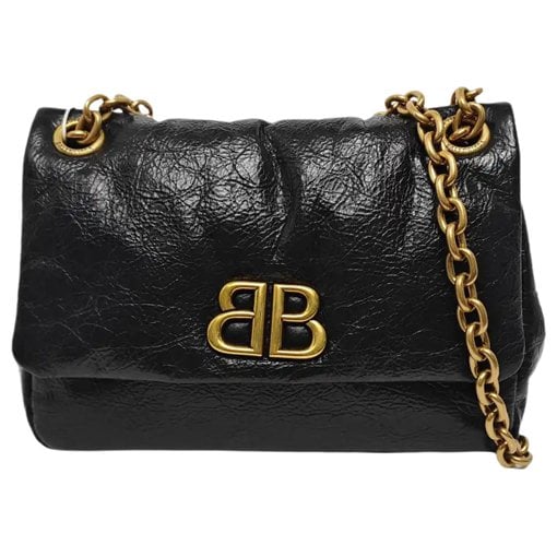 BB chain leather crossbody bag