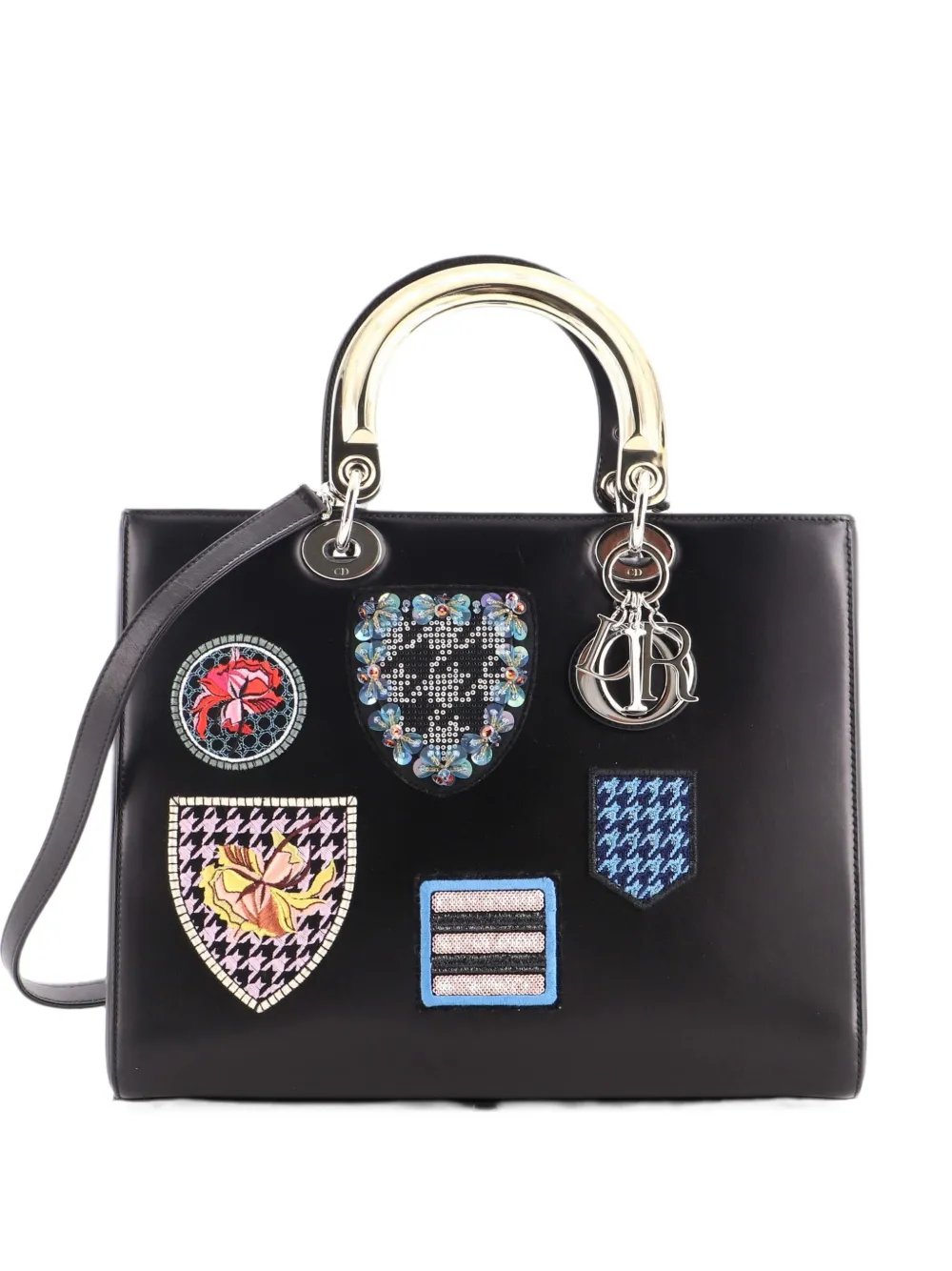 Lady Dior Bag Patch Embellished Leather Large satchel