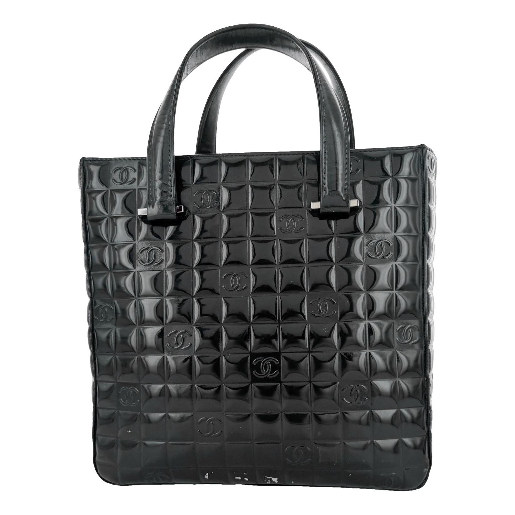 East West Chocolate Bar patent leather tote