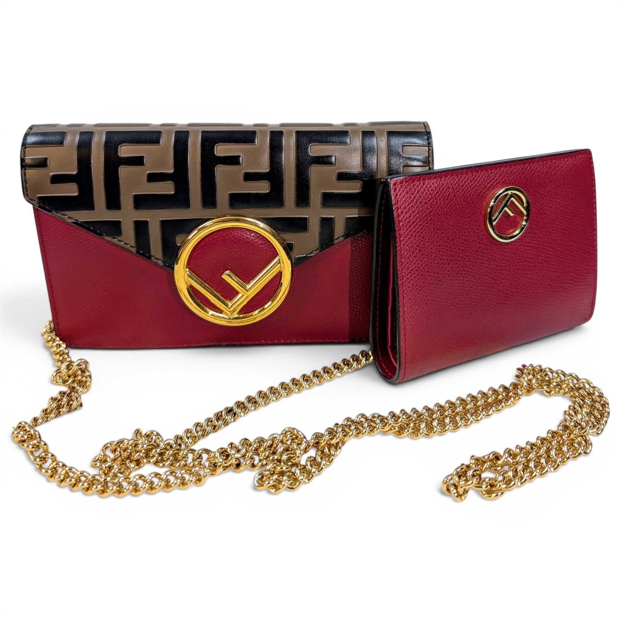Fendi FF leather clutch bag
