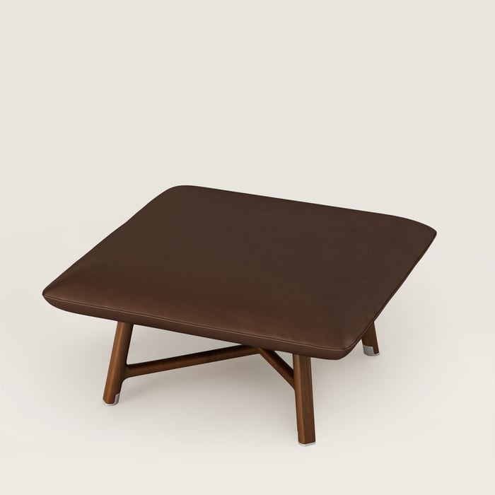Chocolat Les Necessaires d'Hermès "Carre d'Assise" Low Stool, Medium Model