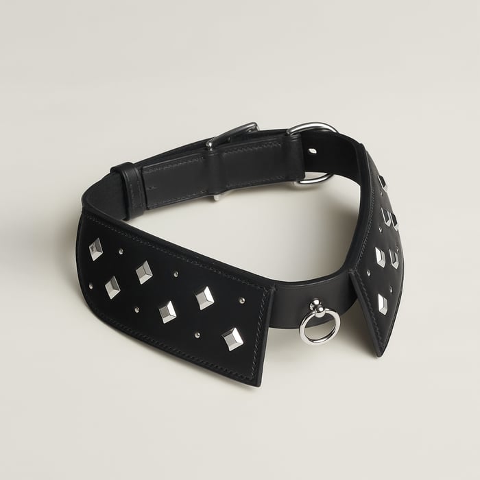 Noir Black Tie Dog Collar, M and L