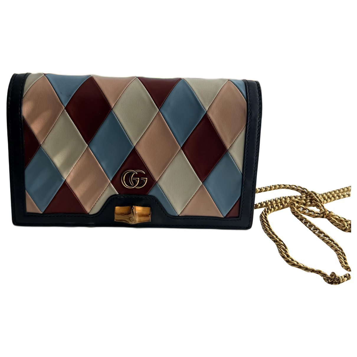 Bamboo leather clutch bag