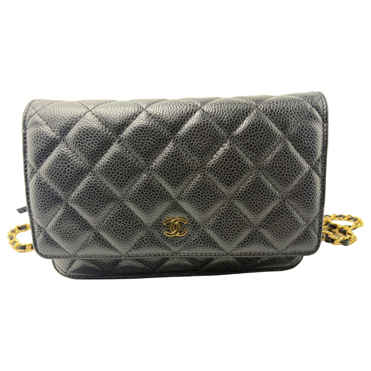 Trendy CC Wallet on Chain leather handbag