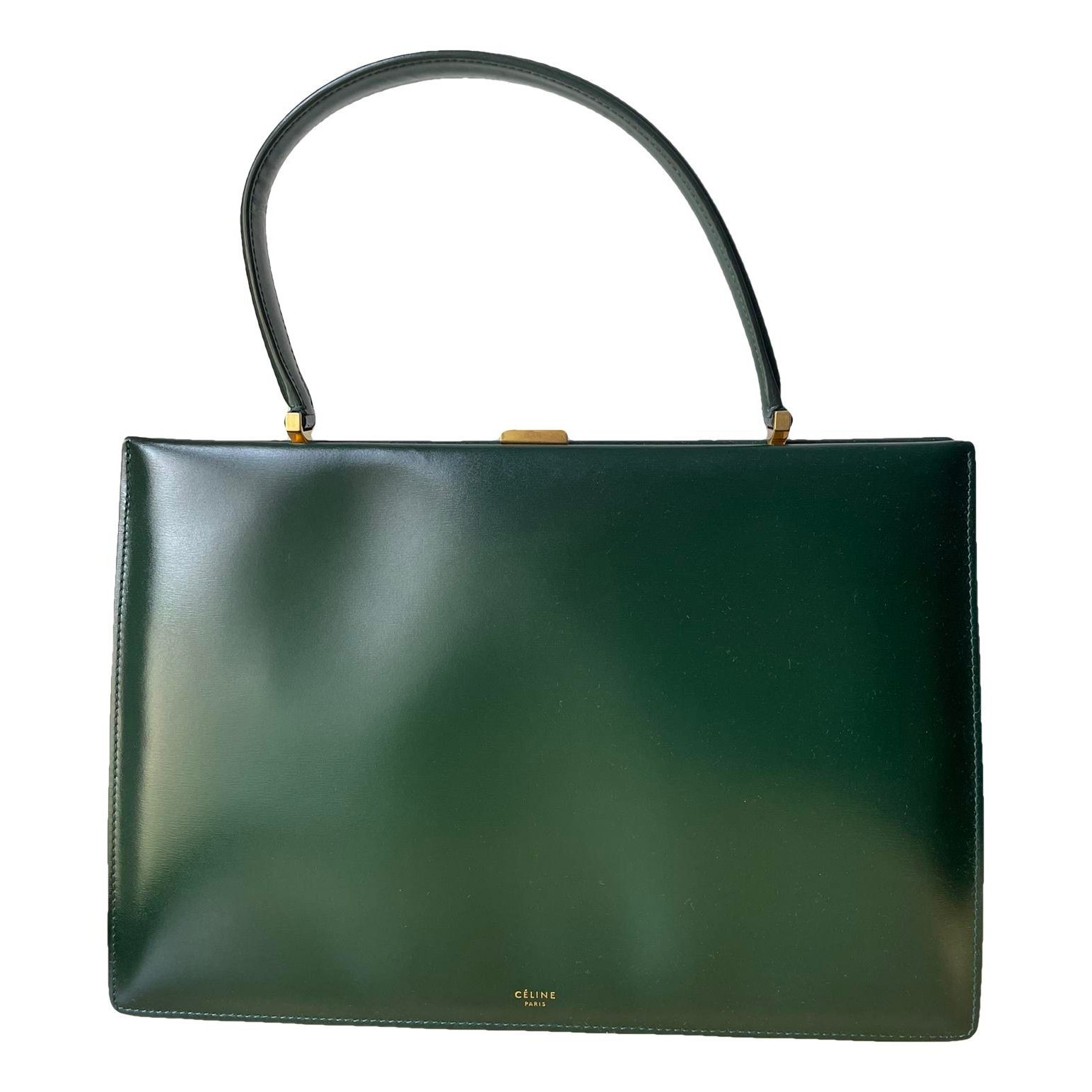Clasp leather handbag
