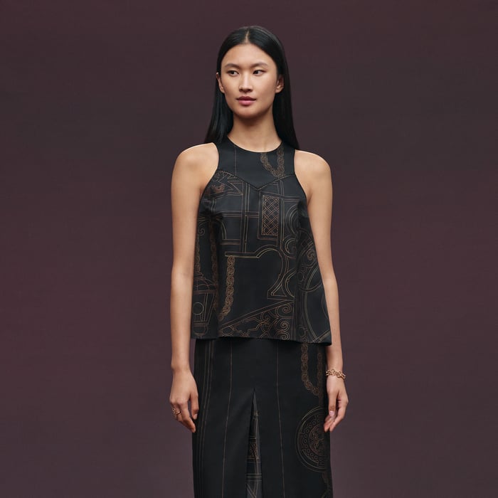 Noir "l'Enseigne Du Sellier" Sleeveless Blouse