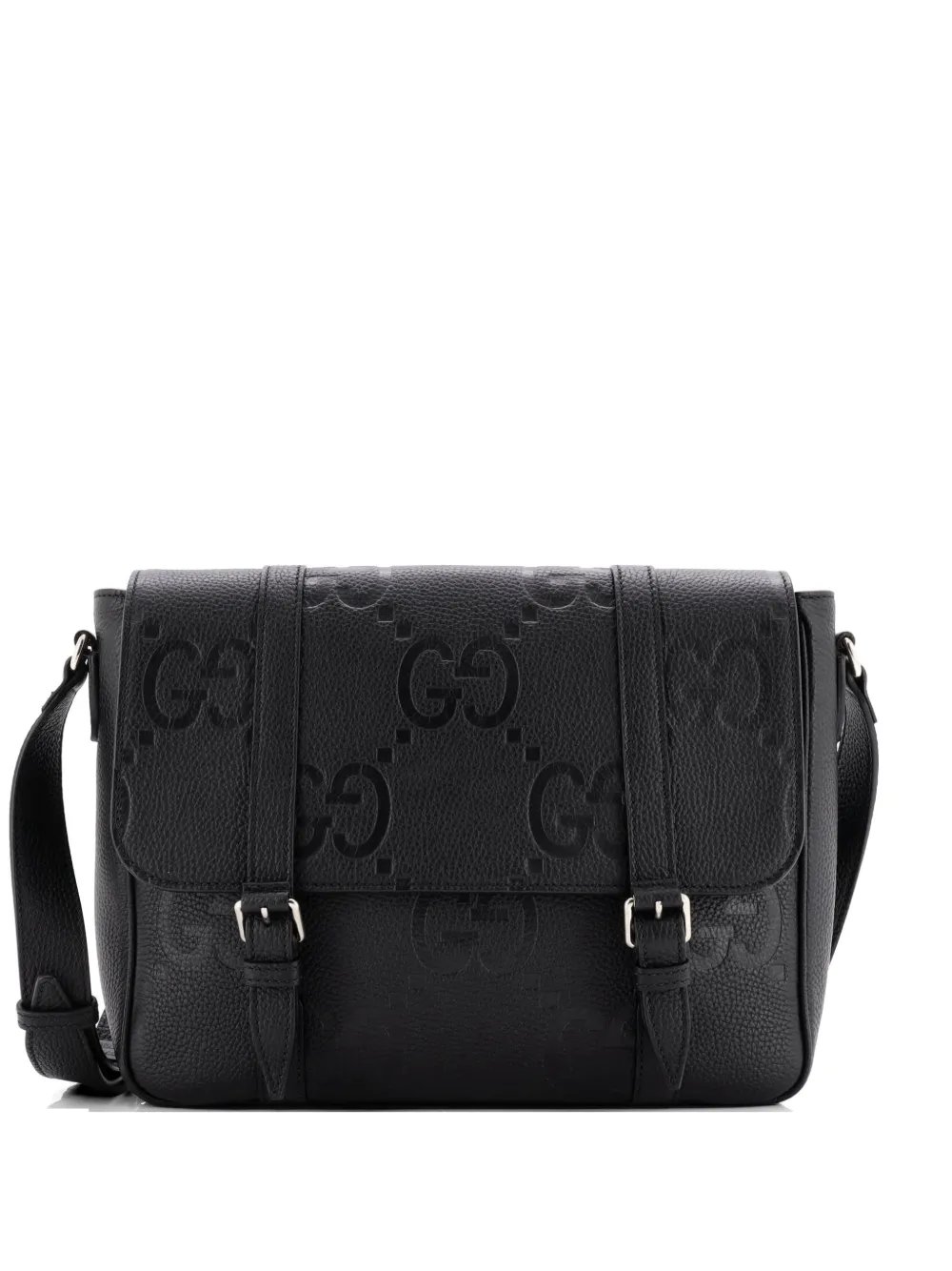 Double Belt Flap Messenger Bag Jumbo GG Embossed Leather Medium crossbody bag