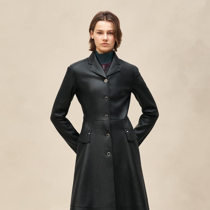 Noir Equestrian Leather Coat