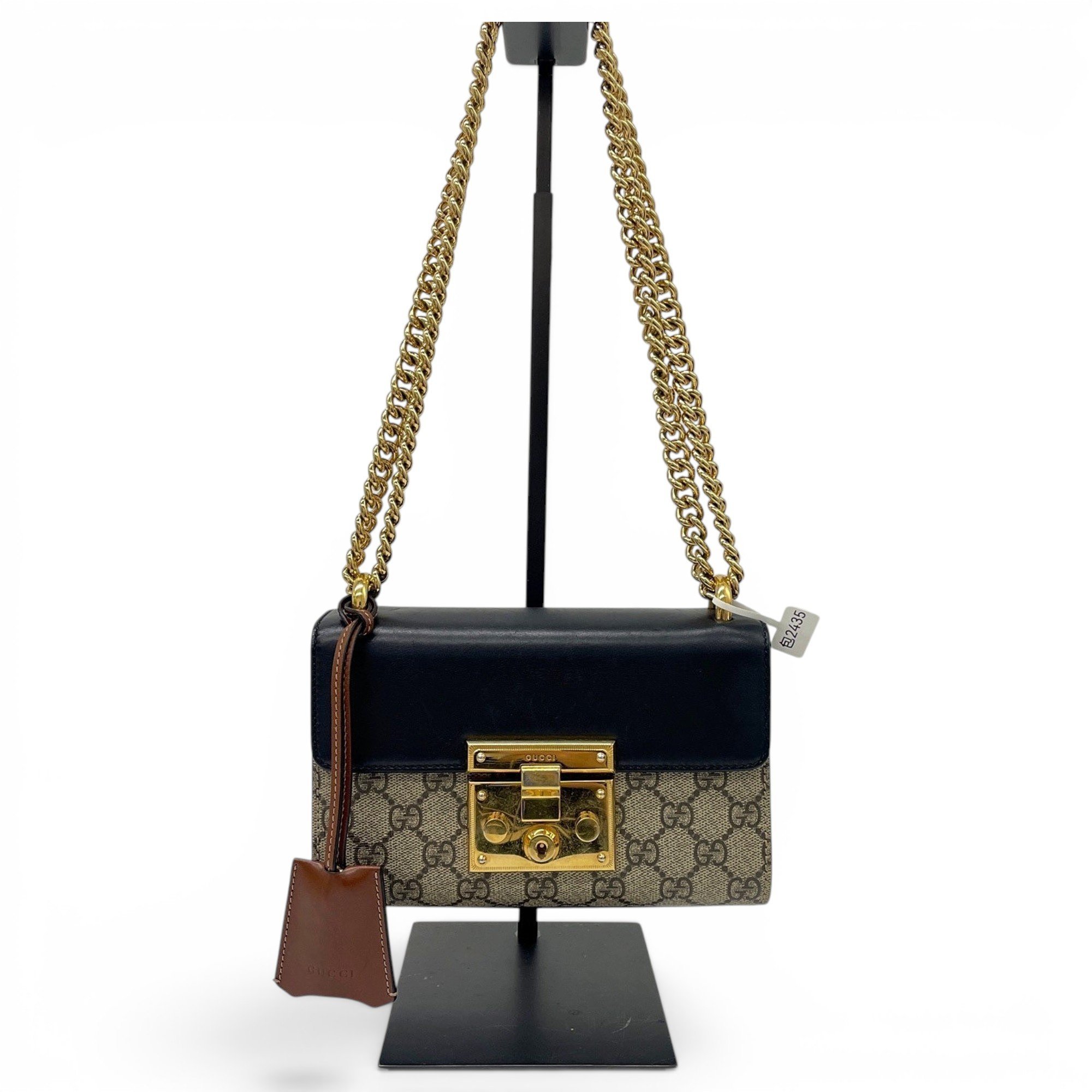 Padlock leather handbag