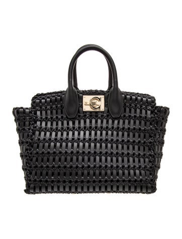 Ferragamo Raffia Top Handle Bag
