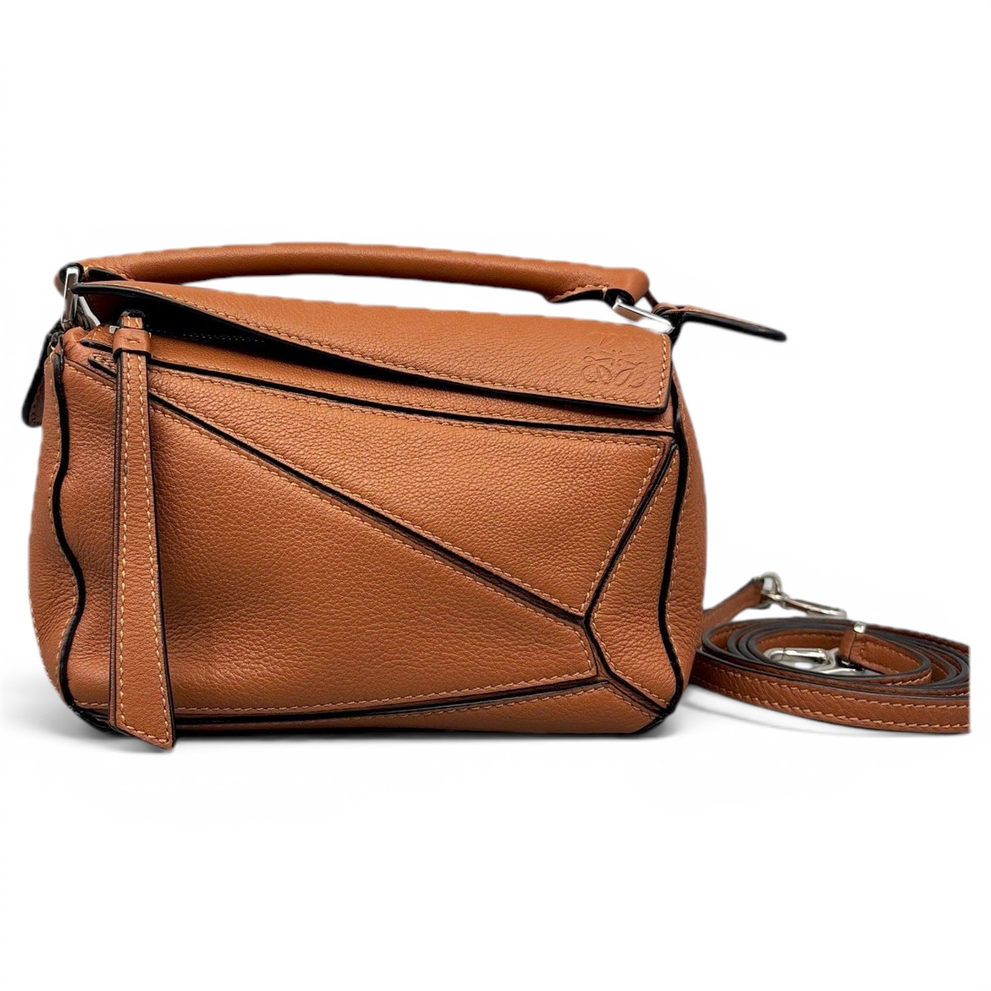 Puzzle leather handbag