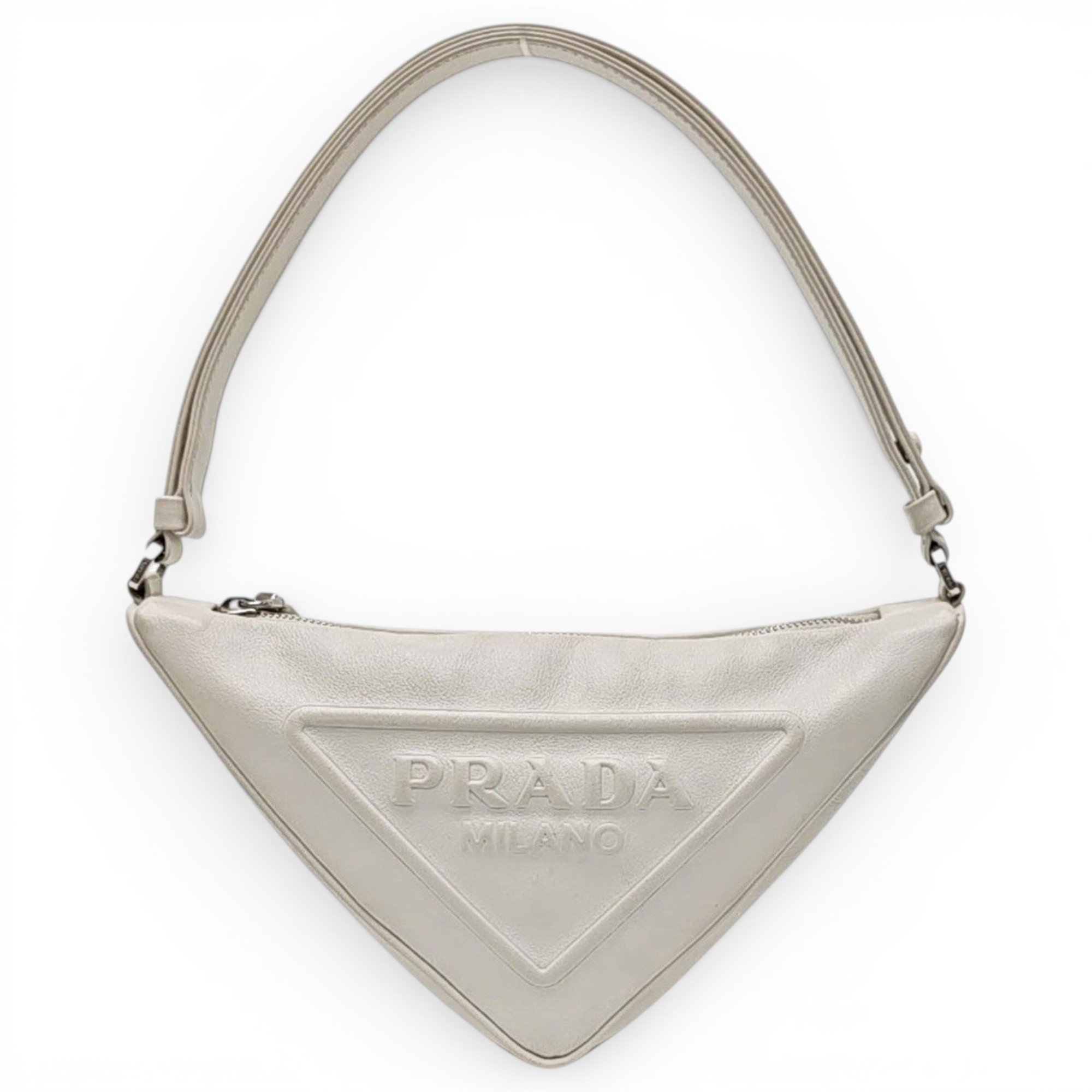 Triangle leather handbag