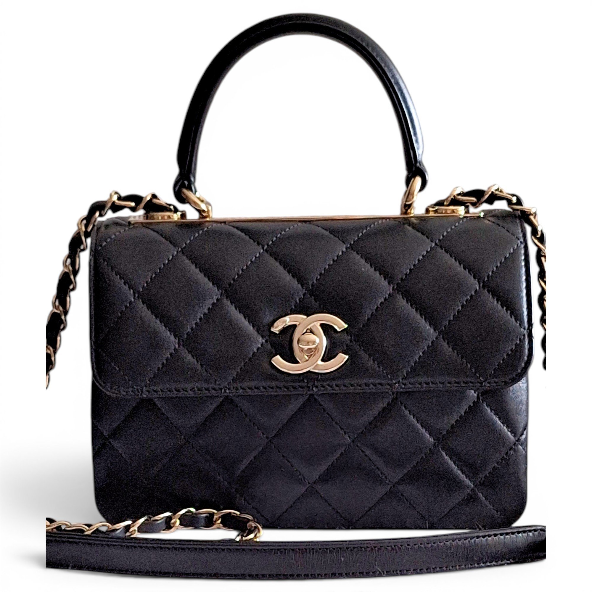 Trendy CC Top Handle leather handbag