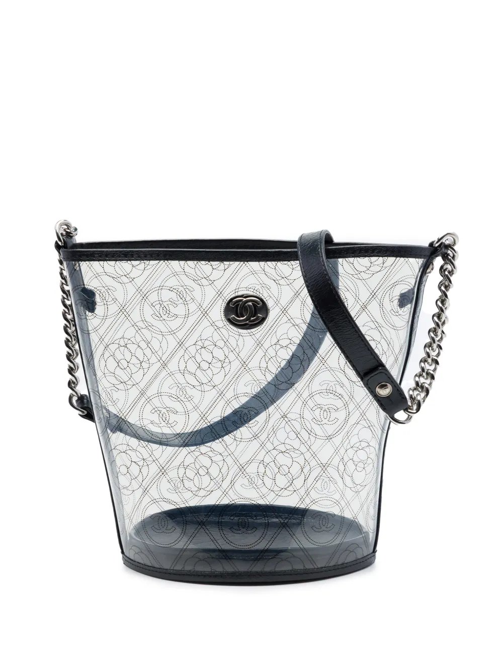2018 Medium PVC and Crumpled Calfskin Camellia Coco bucket bag