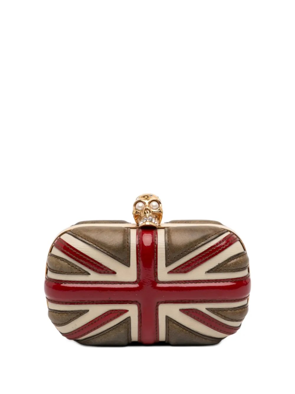 2010-2026 Calfskin and Patent Britannia Skull Box clutch bag