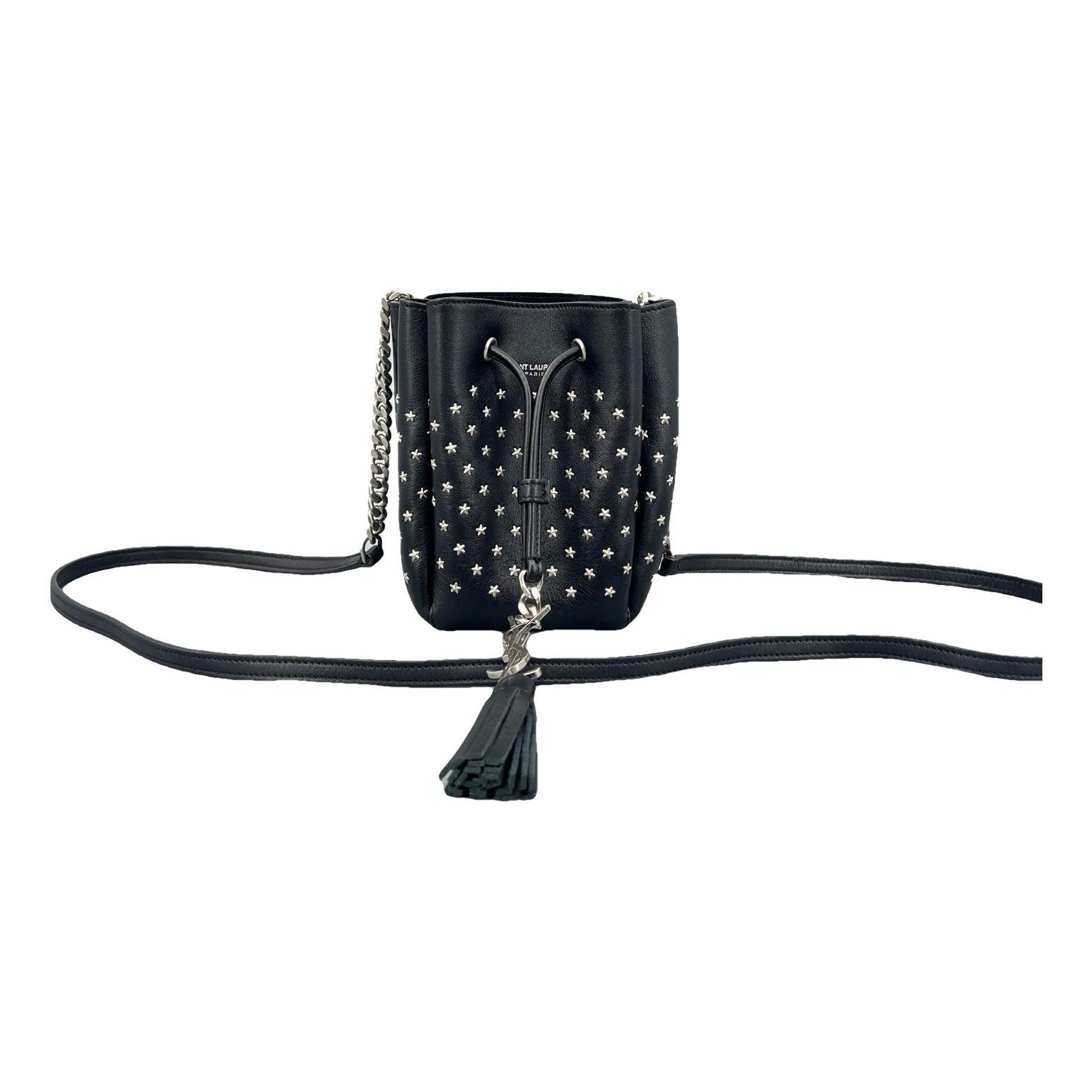Monogram bucket leather handbag