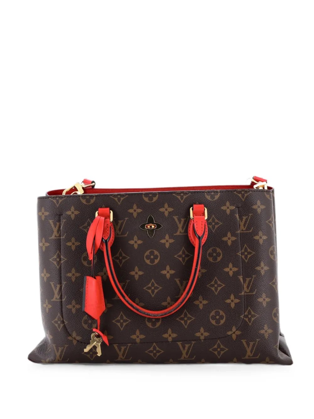 Flower Monogram Canvas with Leather tote bag