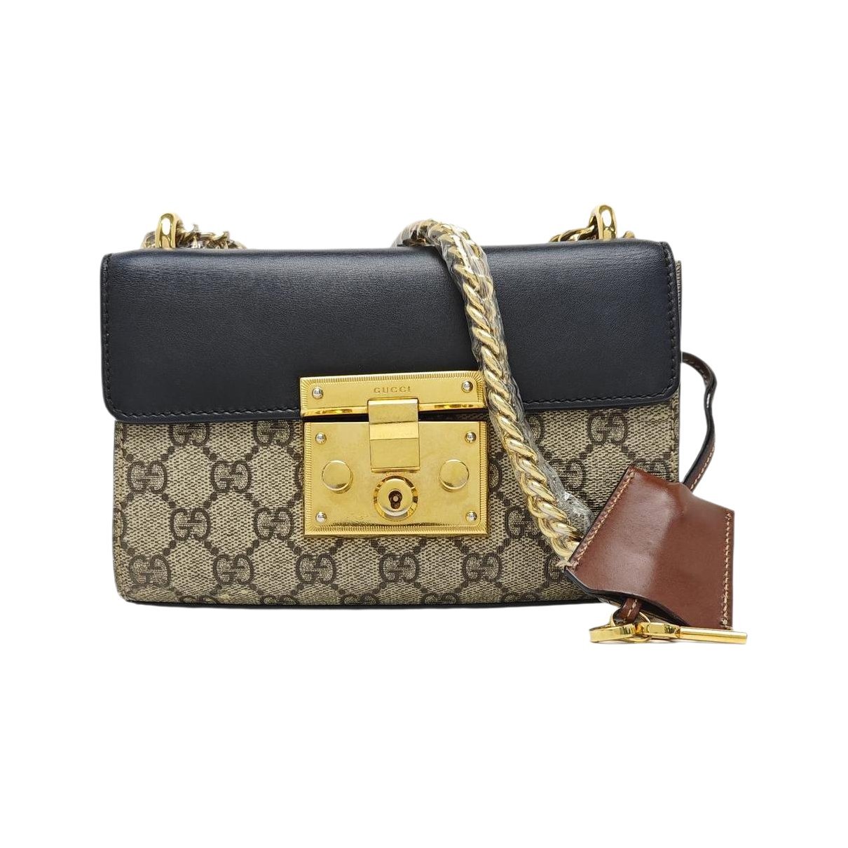 Padlock leather handbag