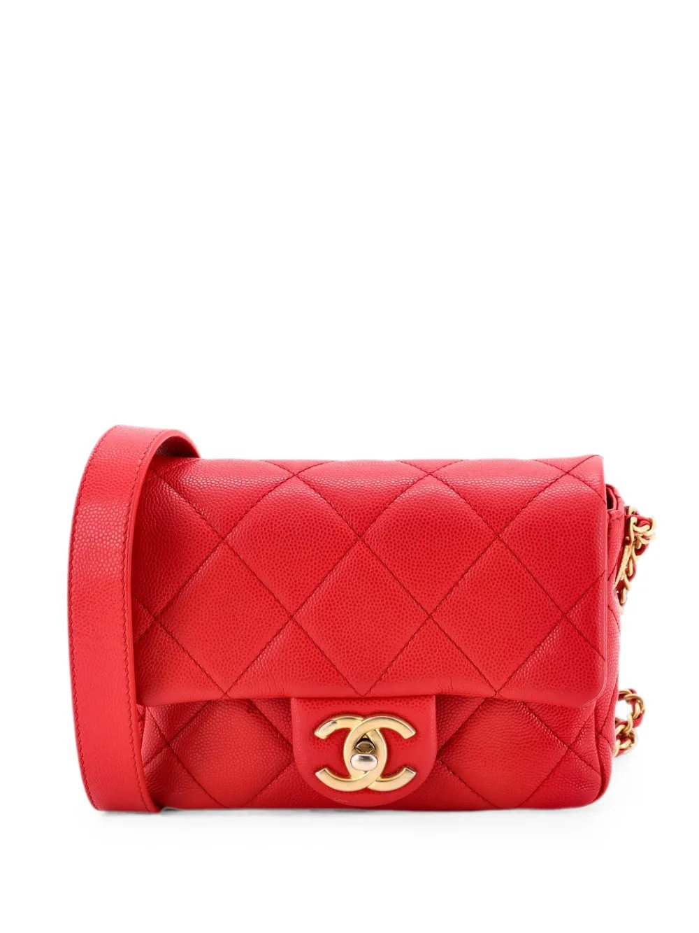 Twist Your Buttons Flap Bag Quilted Caviar Mini crossbody bag