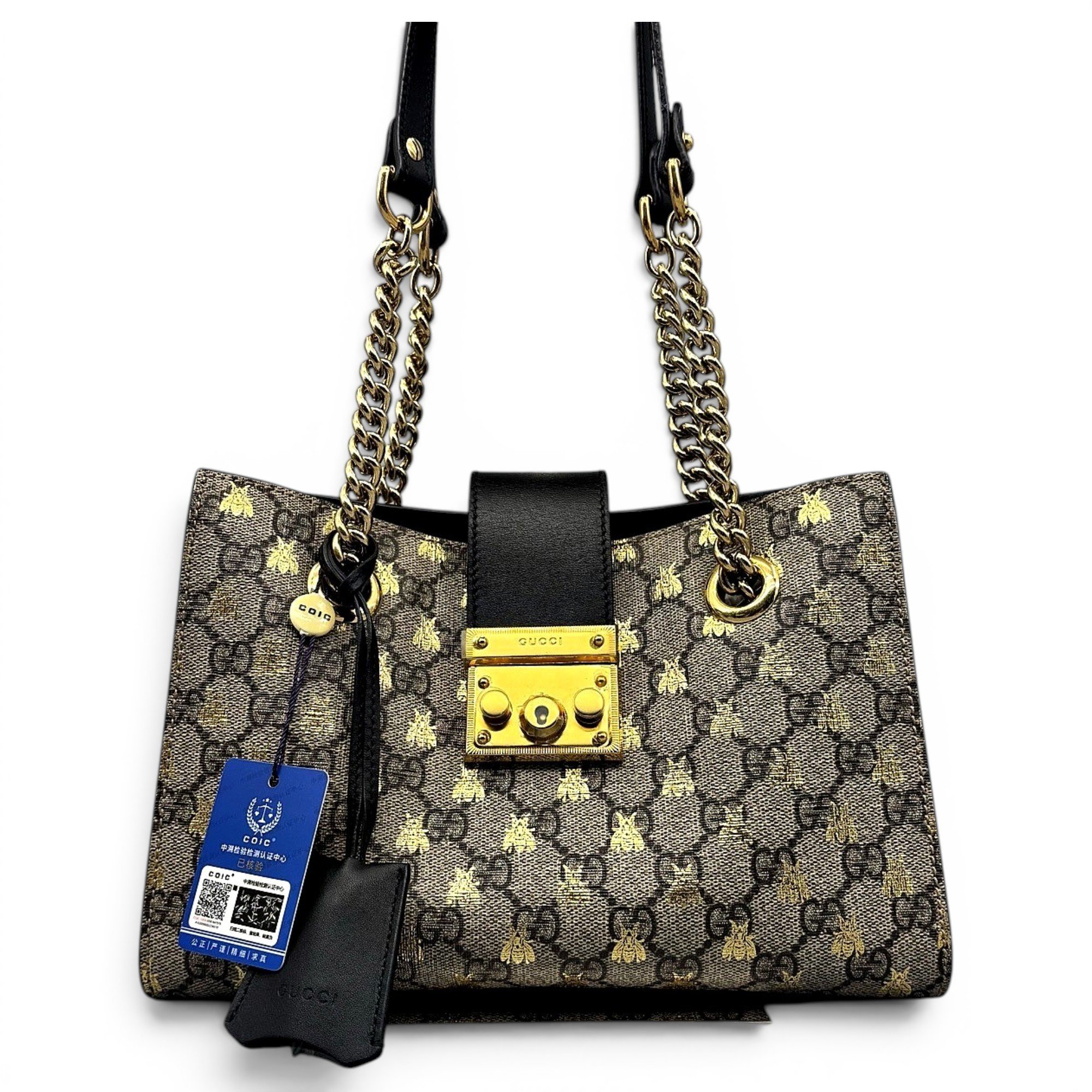 Padlock leather handbag