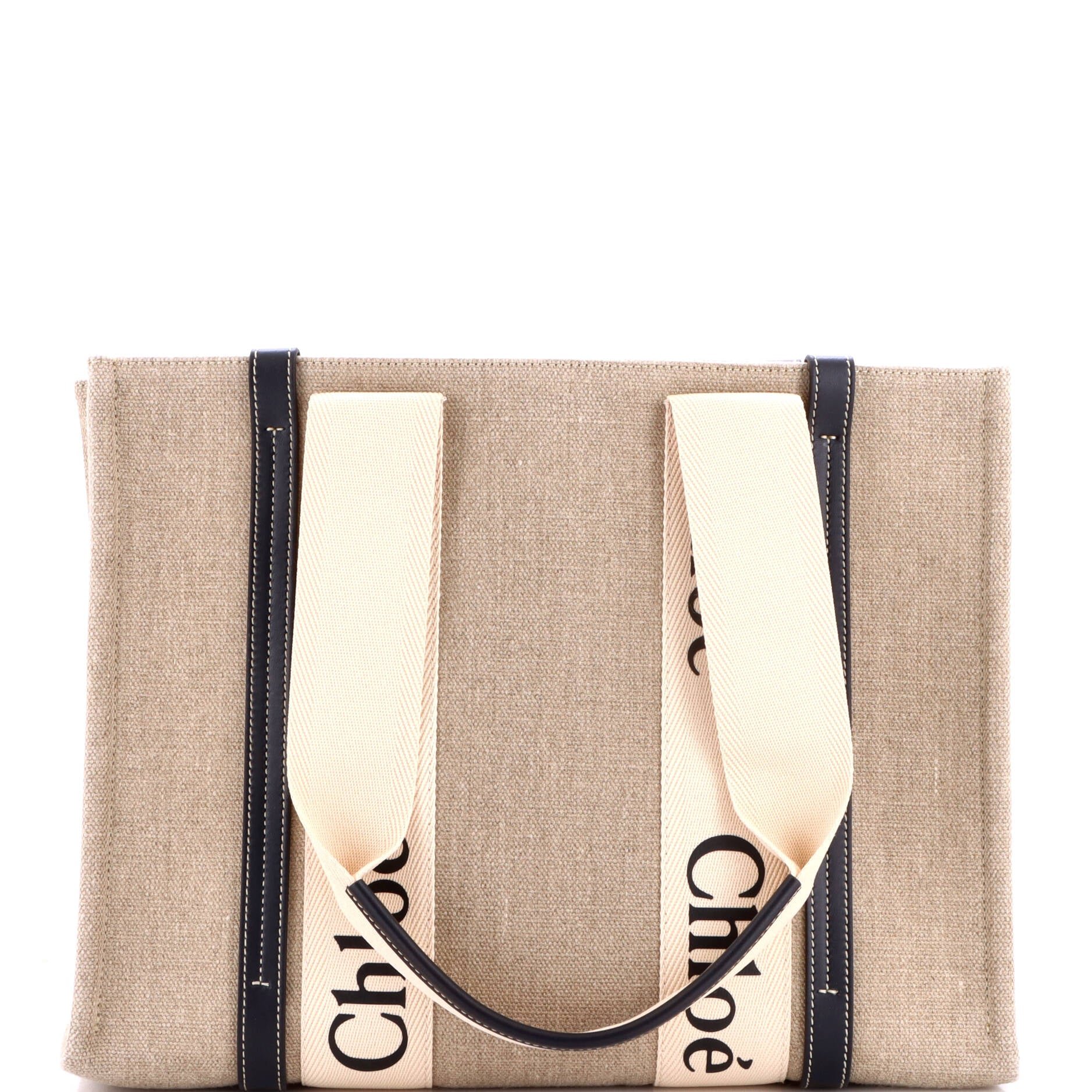 Woody Tote Canvas with Leather Medium