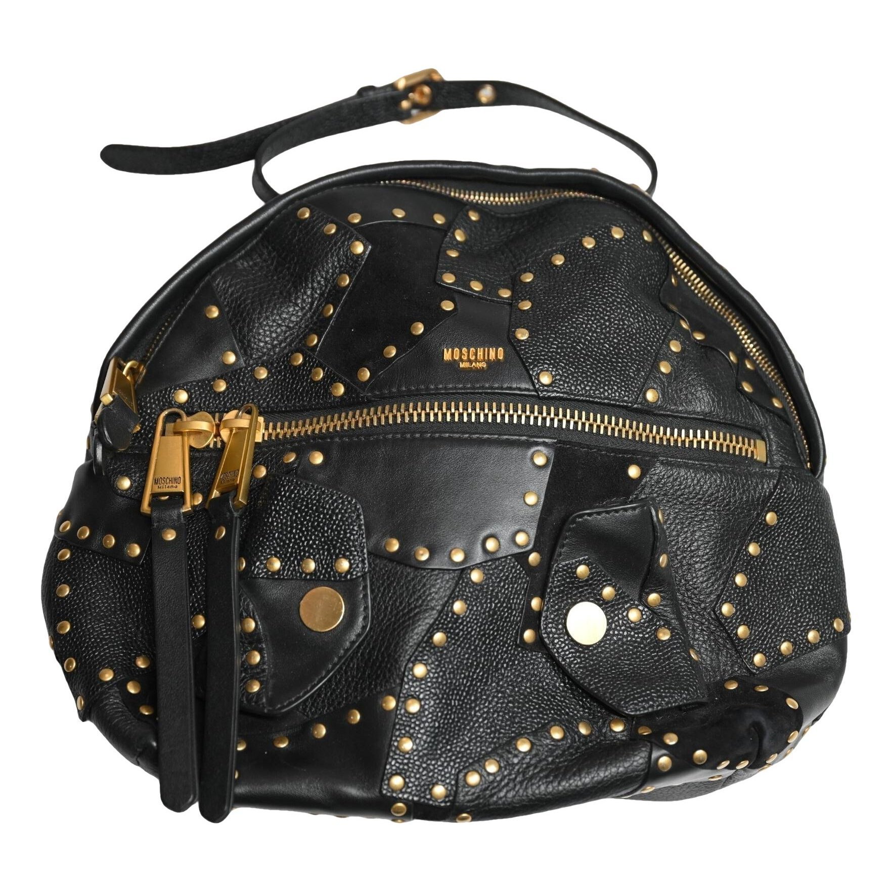 Biker leather backpack