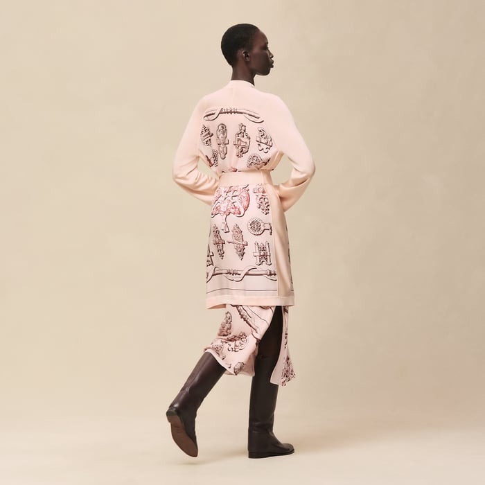 Rose Opaline "Ferronnerie Remix" Long-sleeve Twillaine Cardigan