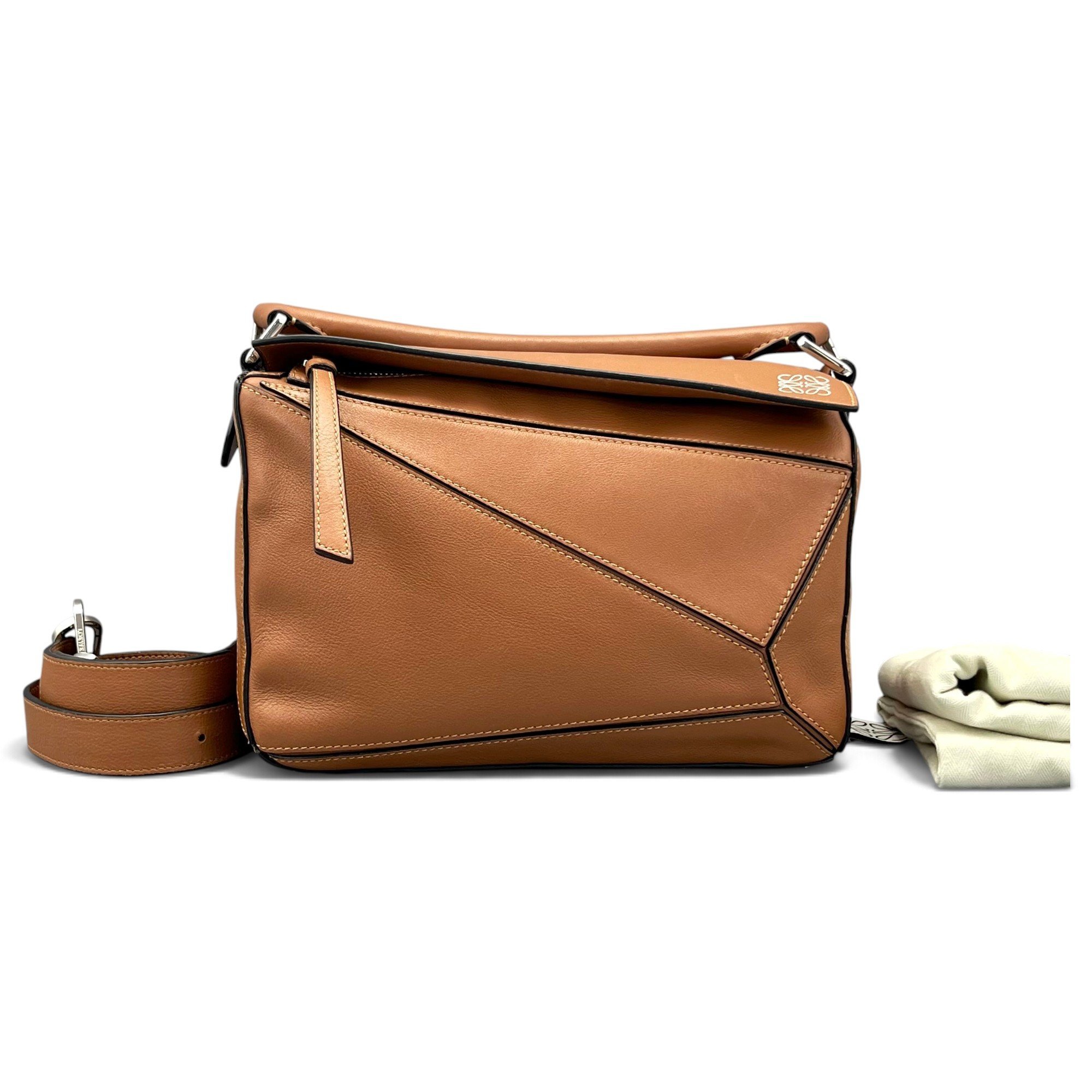 Puzzle leather handbag