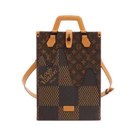 Louis Vuitton Virgil Abloh x NIGO Brown Monogram and Giant Damier Coated Canvas Drip Sac Plat Black Hardware, 2020