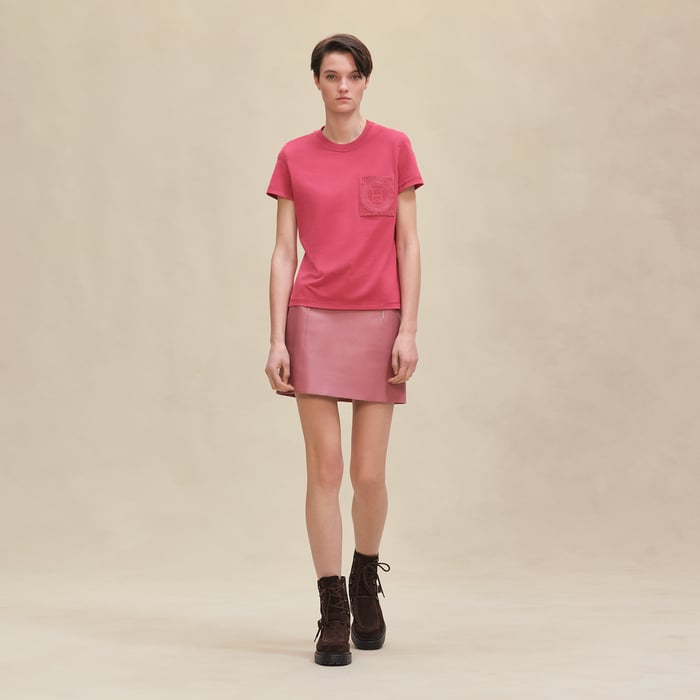 Rose Framboise Embroidered Pocket T-shirt