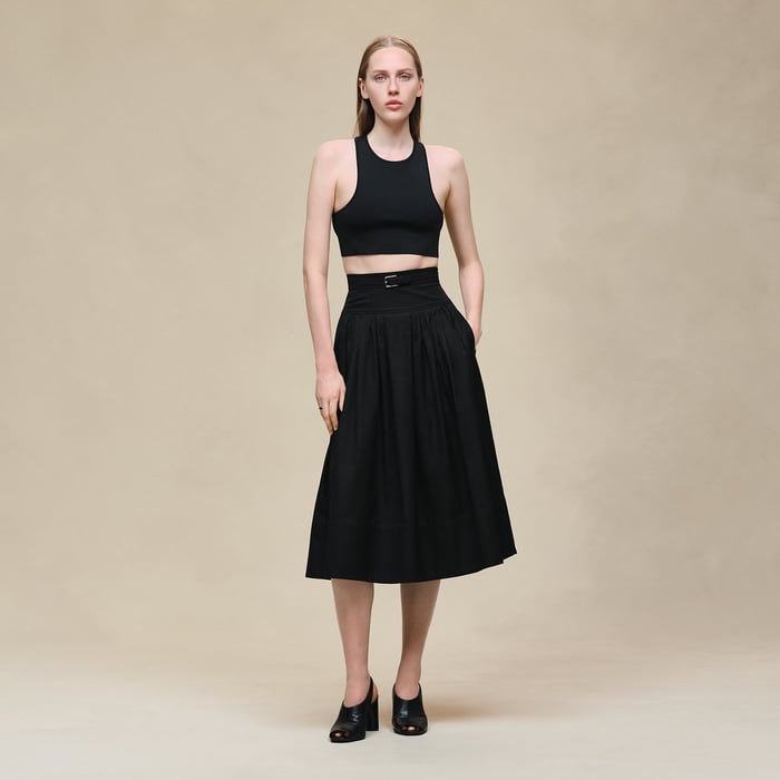 Noir "Mosaique" Pleated Skirt With Basque