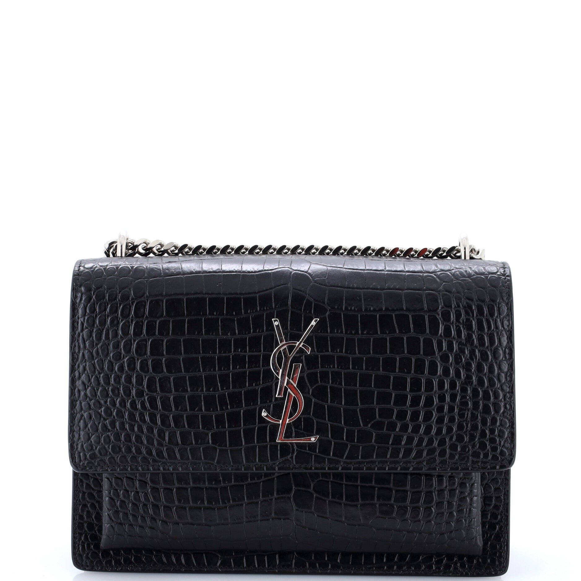 Sunset Crossbody Bag Crocodile Embossed Leather Medium