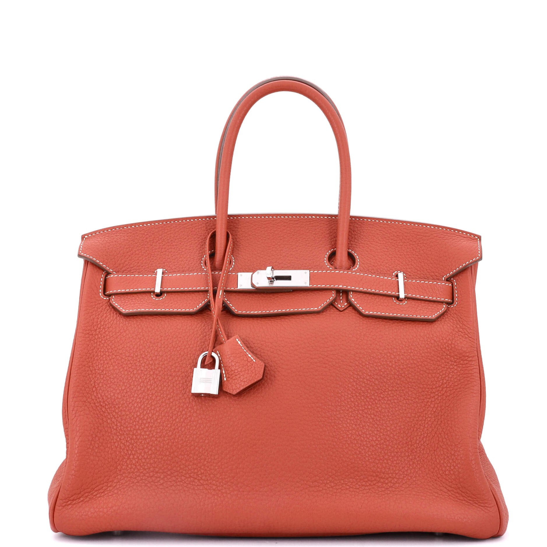 Hermes Birkin Handbag Sanguine Clemence with Palladium Hardware 35
