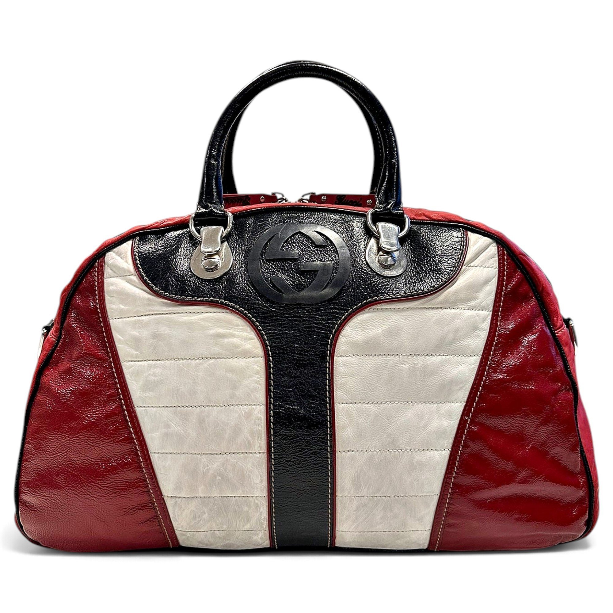 Boston patent leather bowling bag