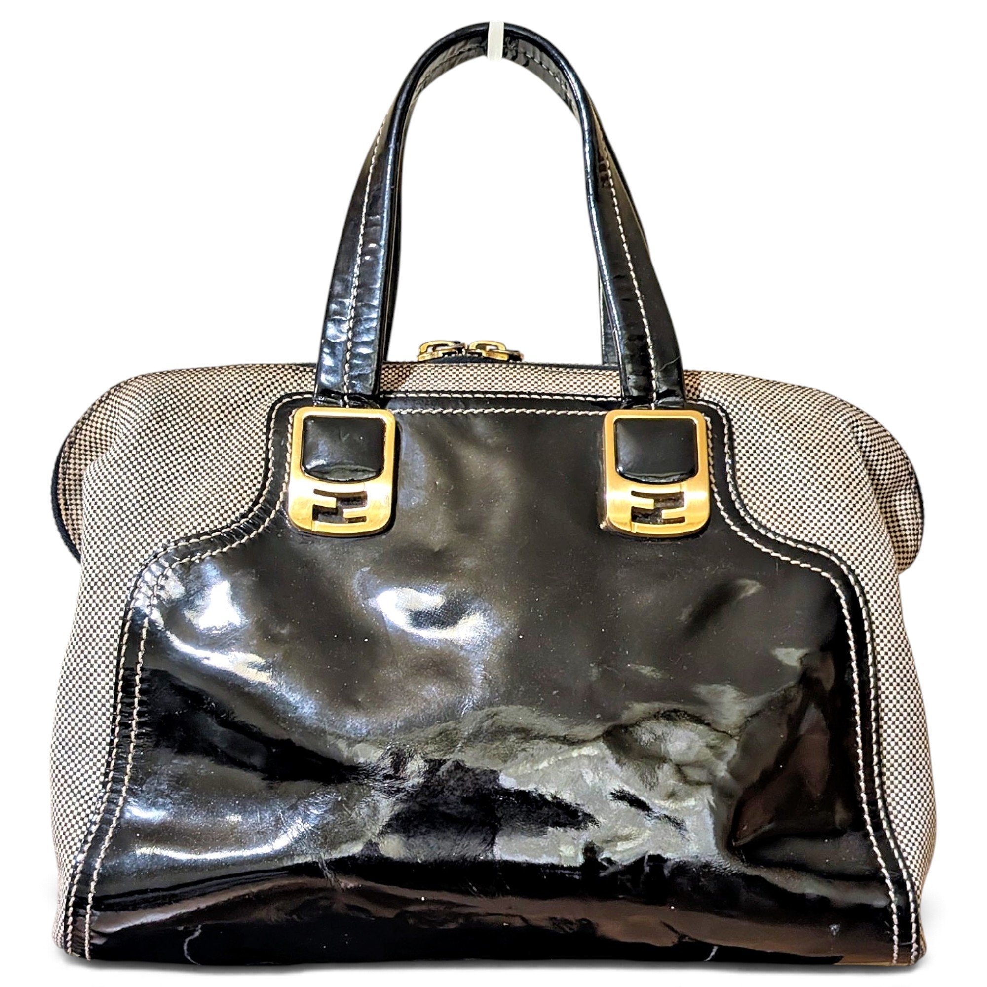 Chameleon patent leather handbag