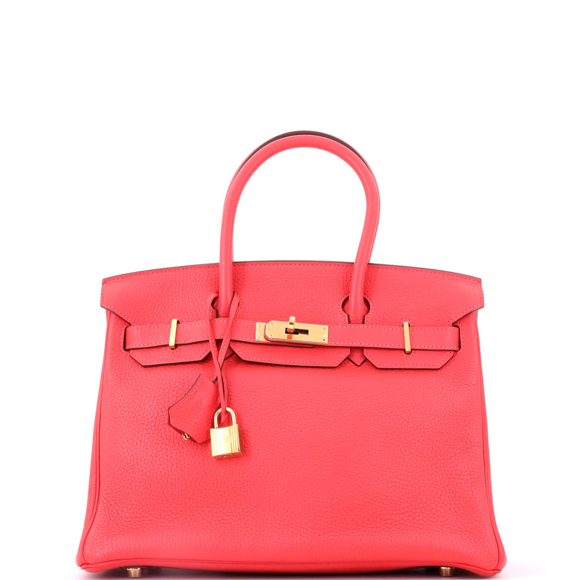 Birkin Handbag Bougainvillier Clemence with Gold Hardware 30