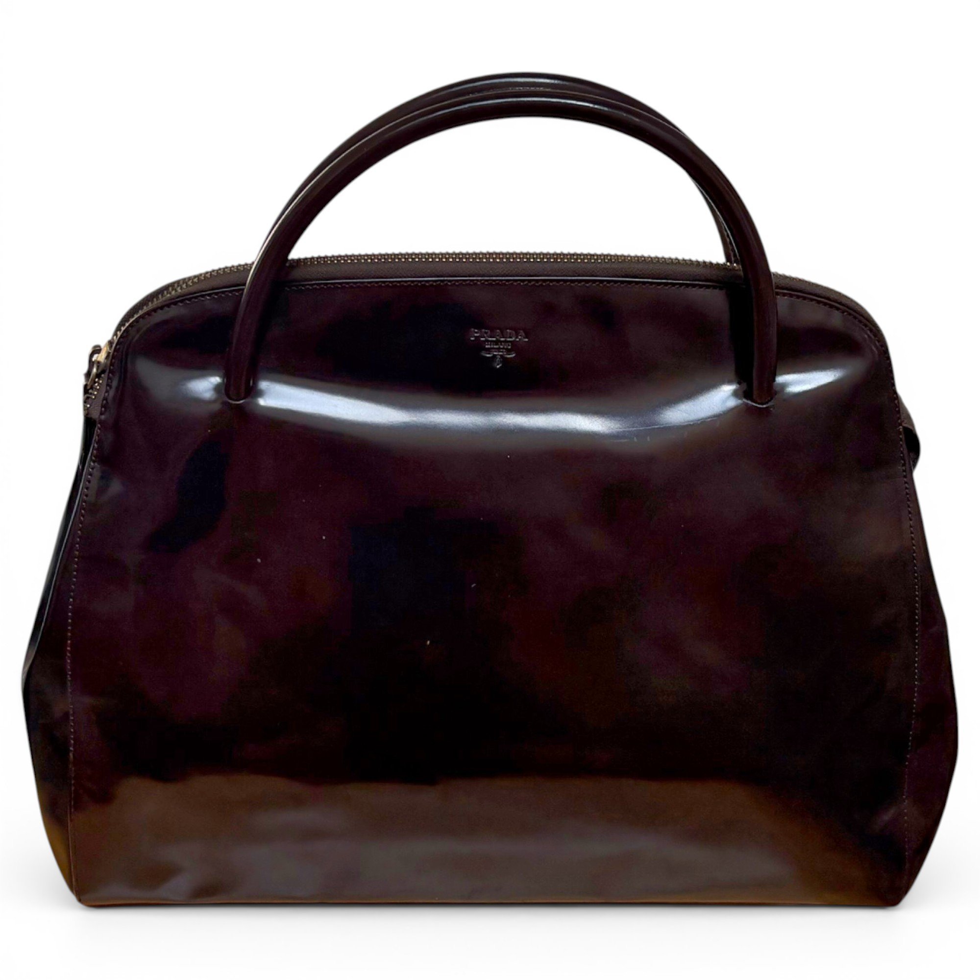 Pyramid leather handbag