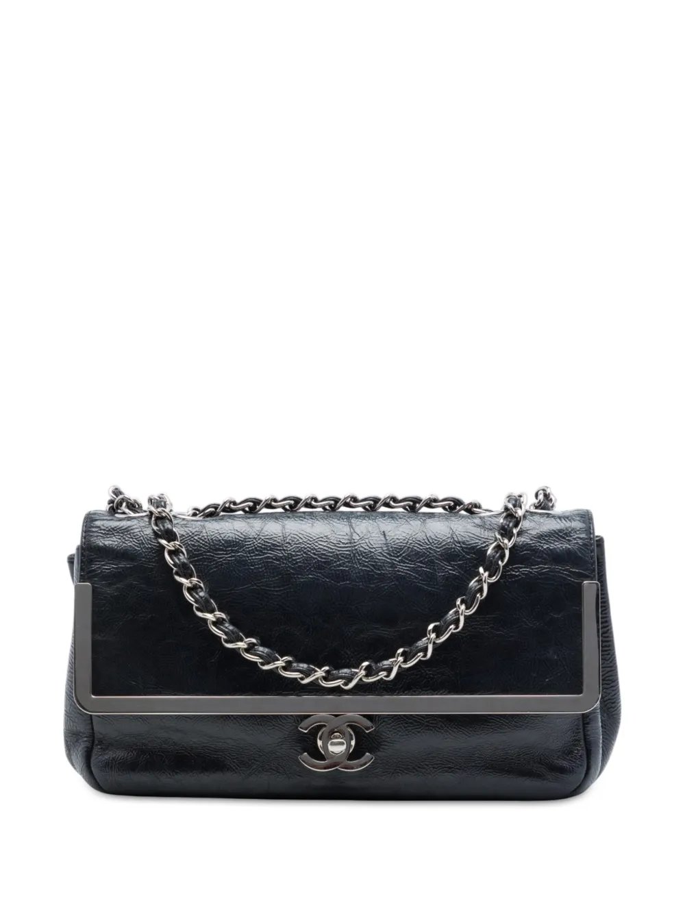 2006-2008 Small Crinkled Patent Frame Single Flap shoulder bag